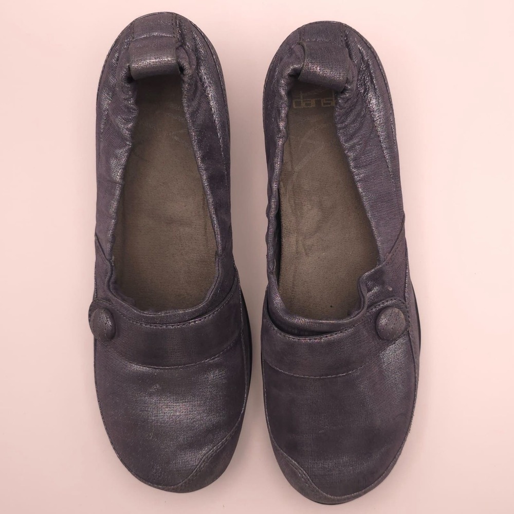 Dansko Women's Carol Shoes Size 39 Boat Pewter Shimmer Suede Loafer LEATHER - Picture 7 of 11